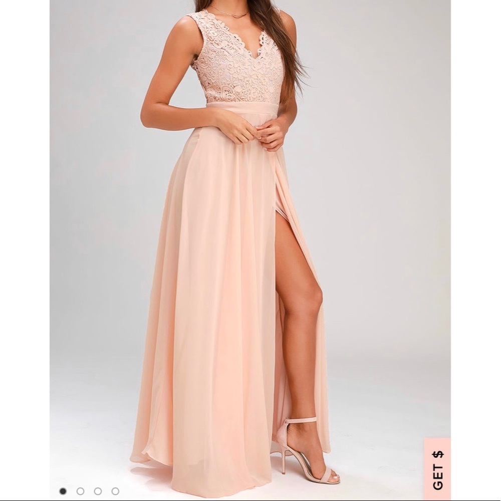 Do Re Mi Blush Pink Lace Backless Maxi Dress